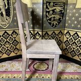 Suite of 4 brutalist chairs in solid oak 1950