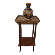 Mahogany side table with marble and bronze in Louis XV style.