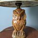 Lampe chouette hibou vintage abat-jour en laine fabrication artisanale