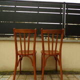 Pair of Mahieu bistro chairs in curved wood