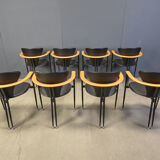 Vintage leather armchairs by Arrben Italy, 1980s - set of 8