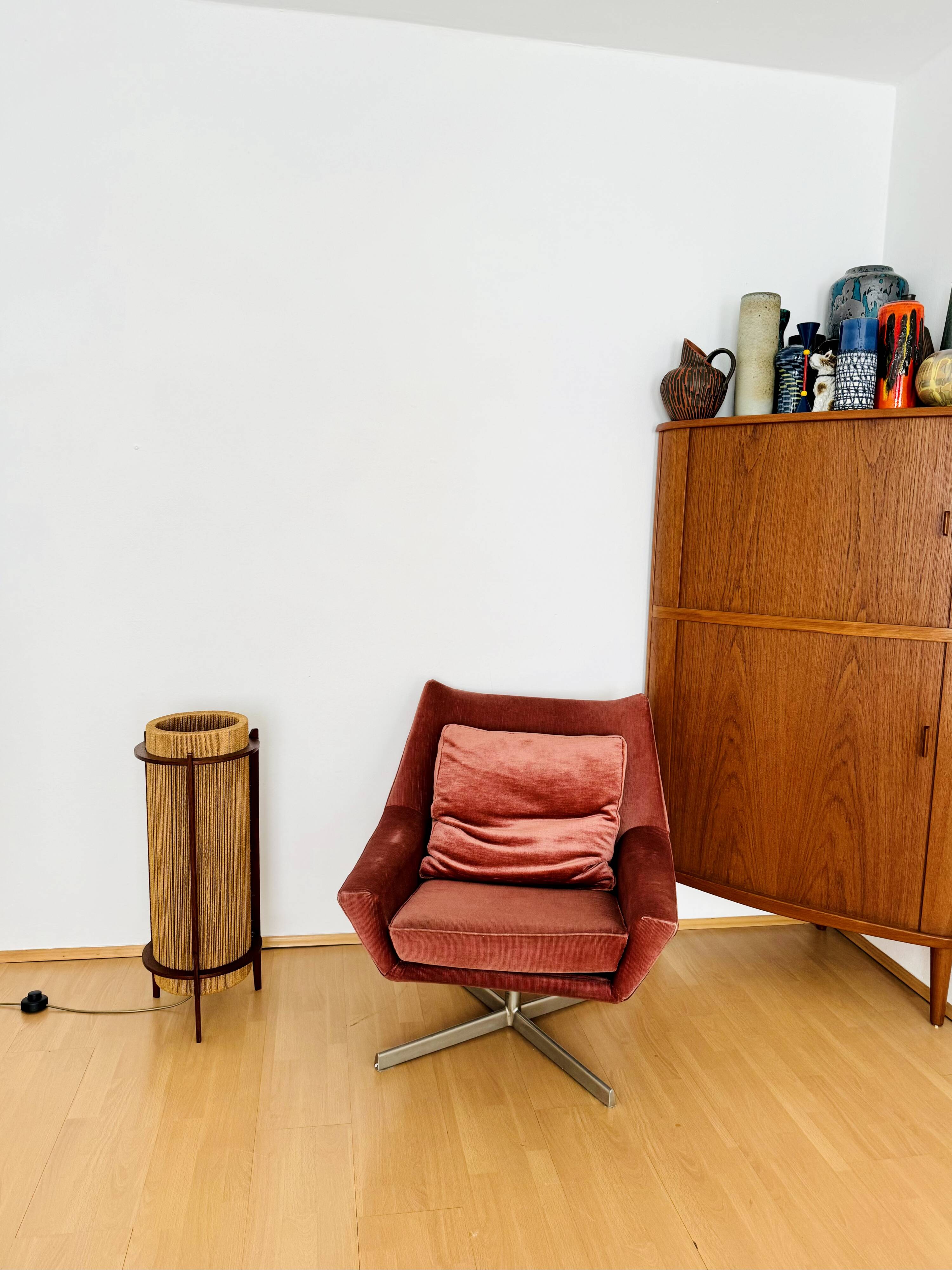 Danish Sisal and Teak Floor or Table Lamp by Ib Fabiansen for Fog and Morup