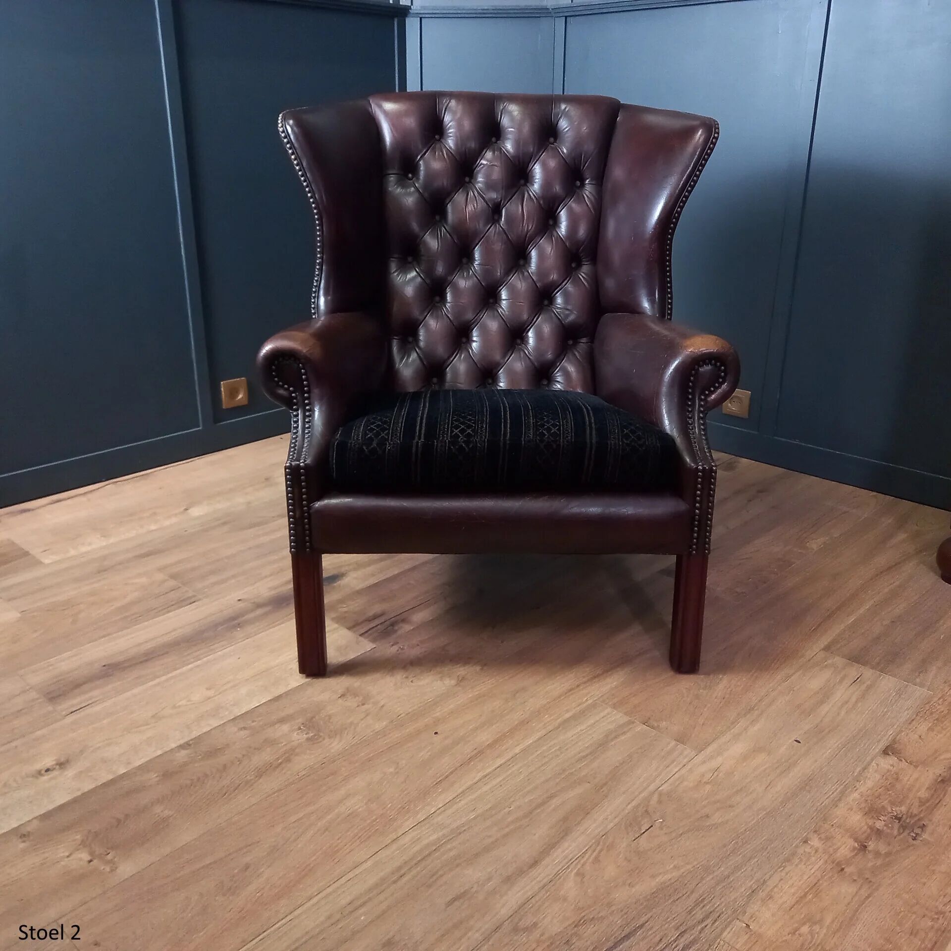 2x Chesterfield wingback armchair