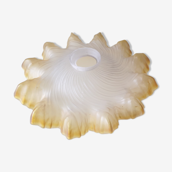 Transparent opaline lampshade white and yellow