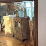 Large antique mirror in raw solid oak