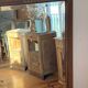Large antique mirror in raw solid oak