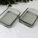 2 coupelles raviers en verre fumé