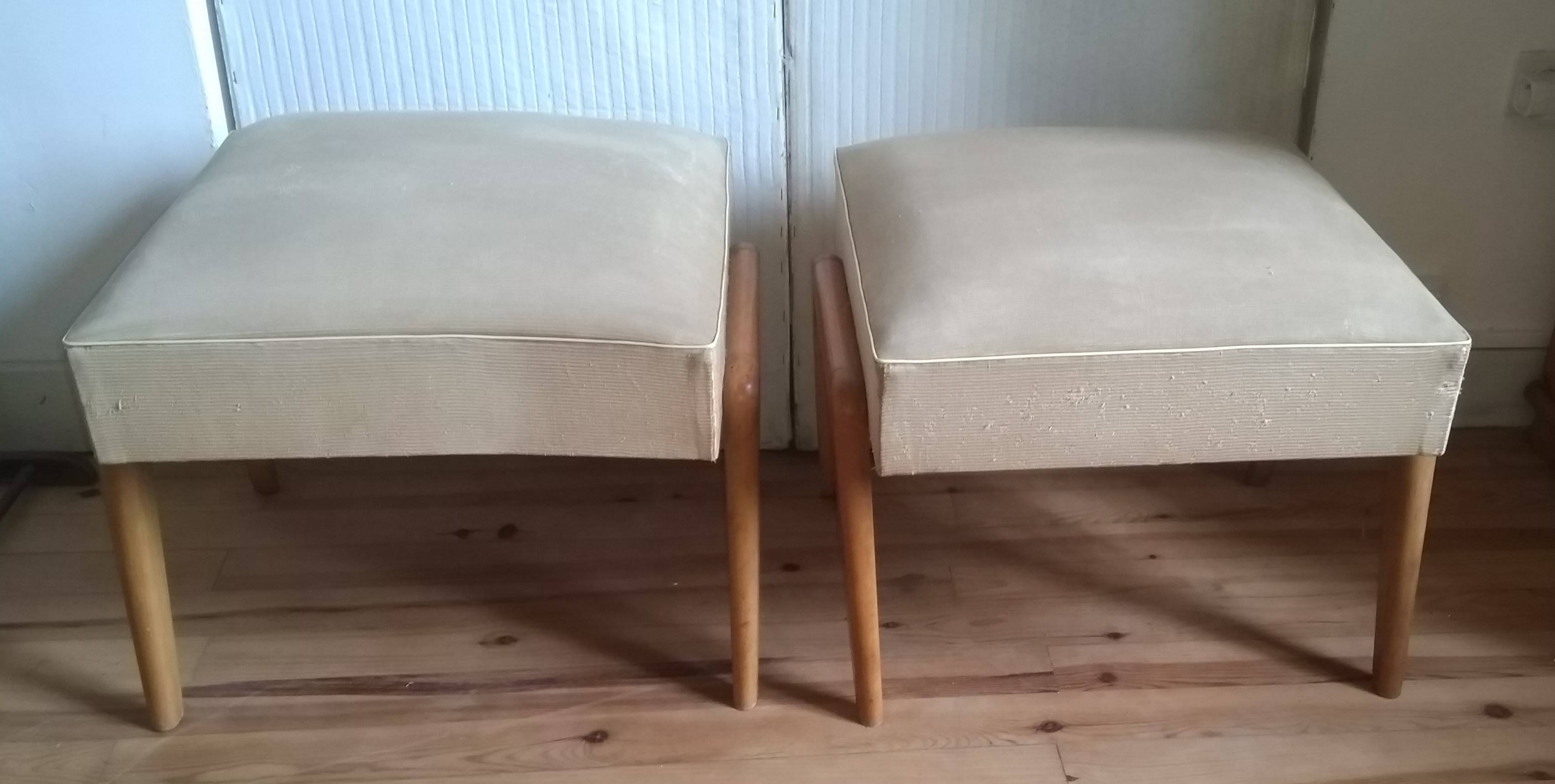 Pair of large vintage 1950s ottoman footstools.