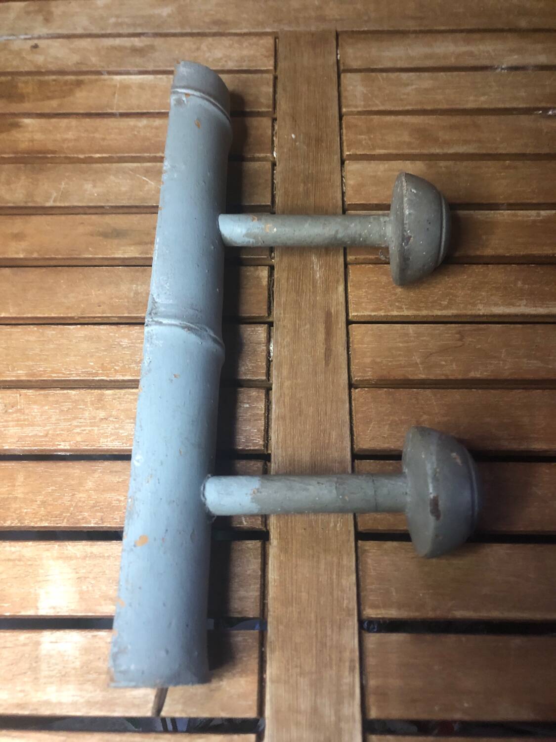 Old wall coat rack x2 vintage gray wood #a417