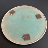 Set of 3 round mirrored trays, metal strapping, 1950/60