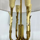 Lampe de table italienne en laiton et marbre du milieu du siècle des années 50