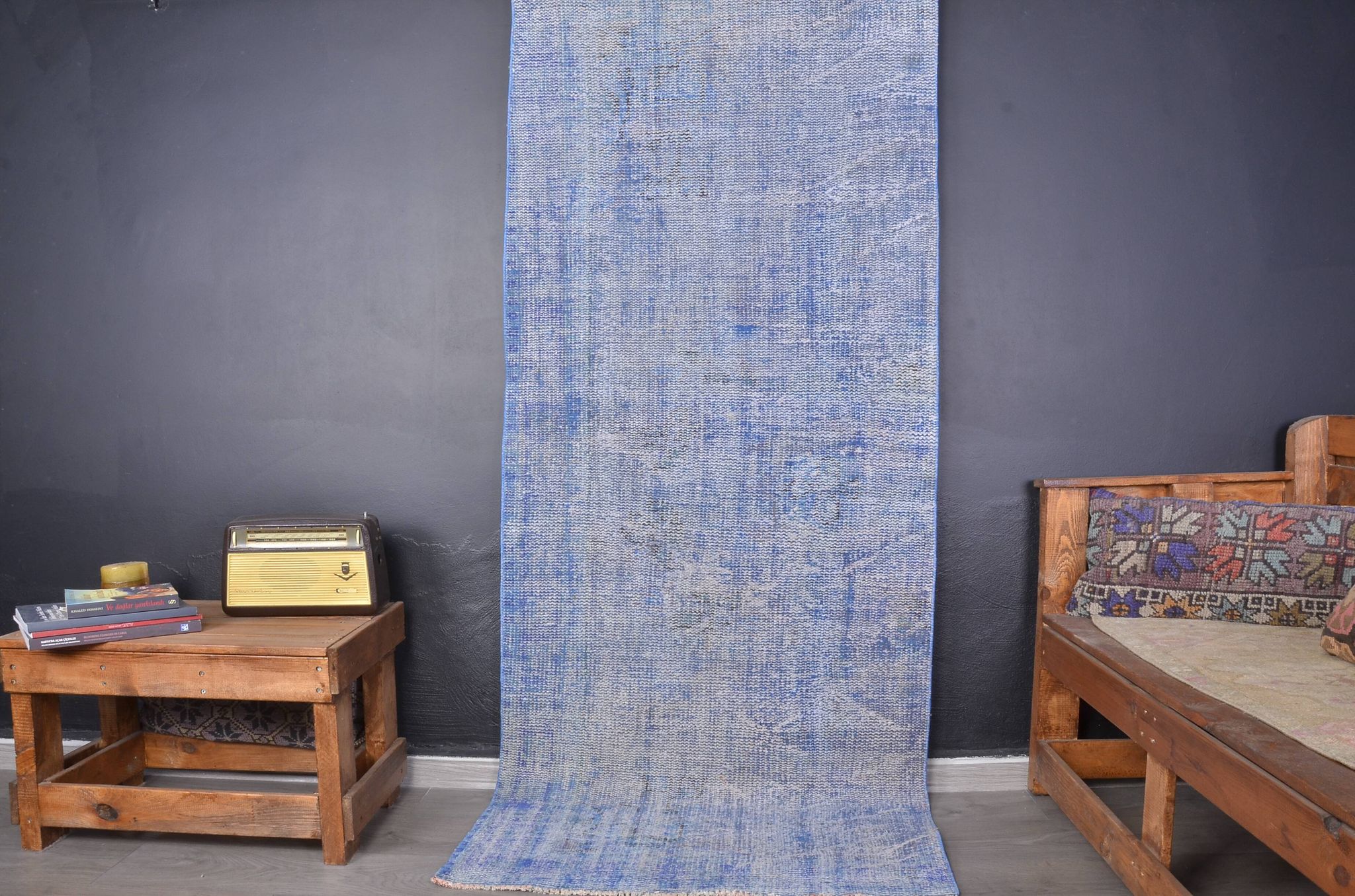 Blue Vintage Turkish Runner Rug sku1302