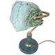 Lampe de bureau vintage en marbre vert et laiton pièce unique artisanale