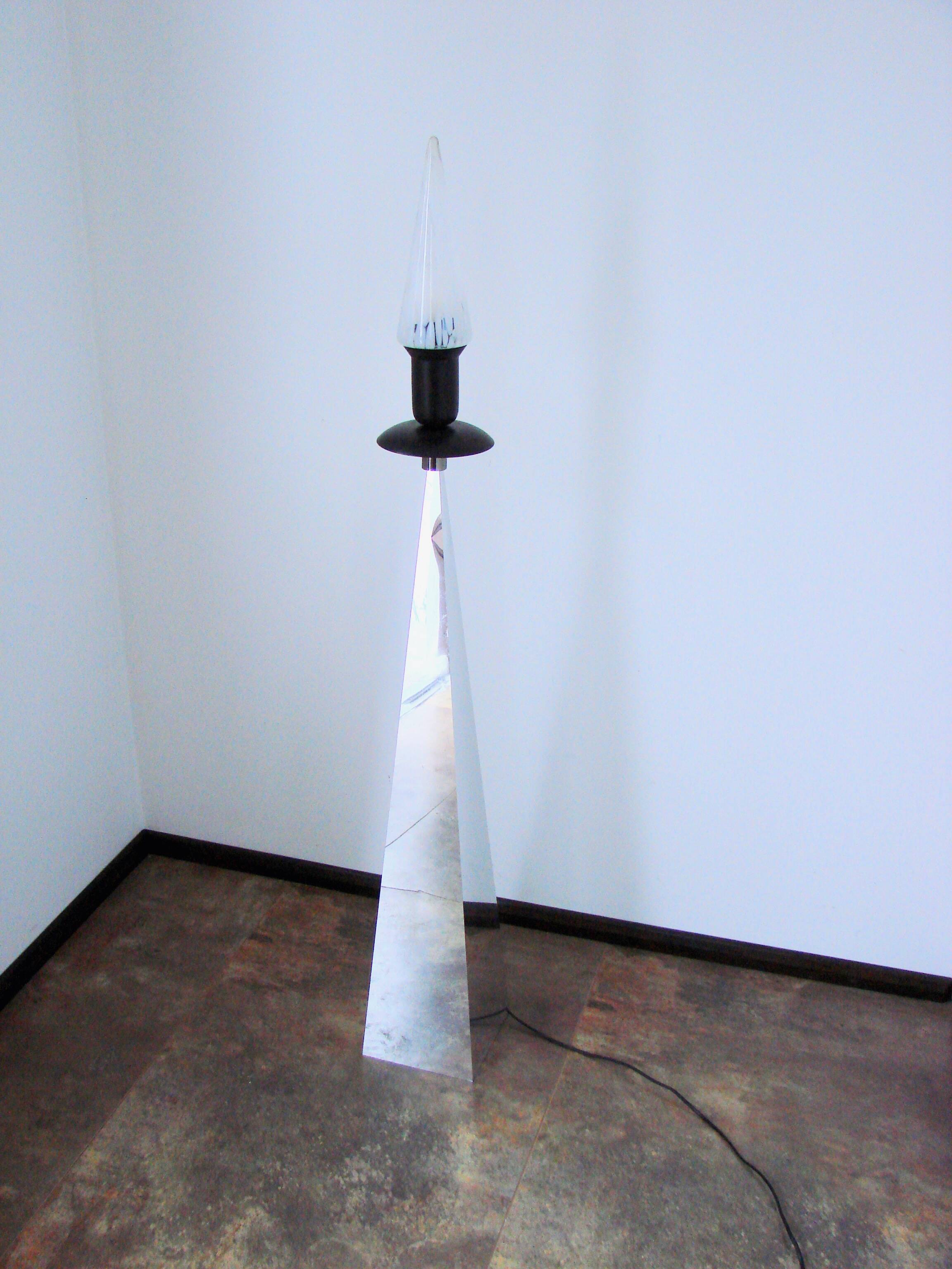 1990s floor lamp – metal and glass
