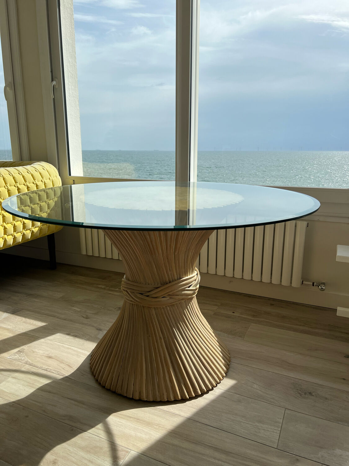 Bamboo and glass table