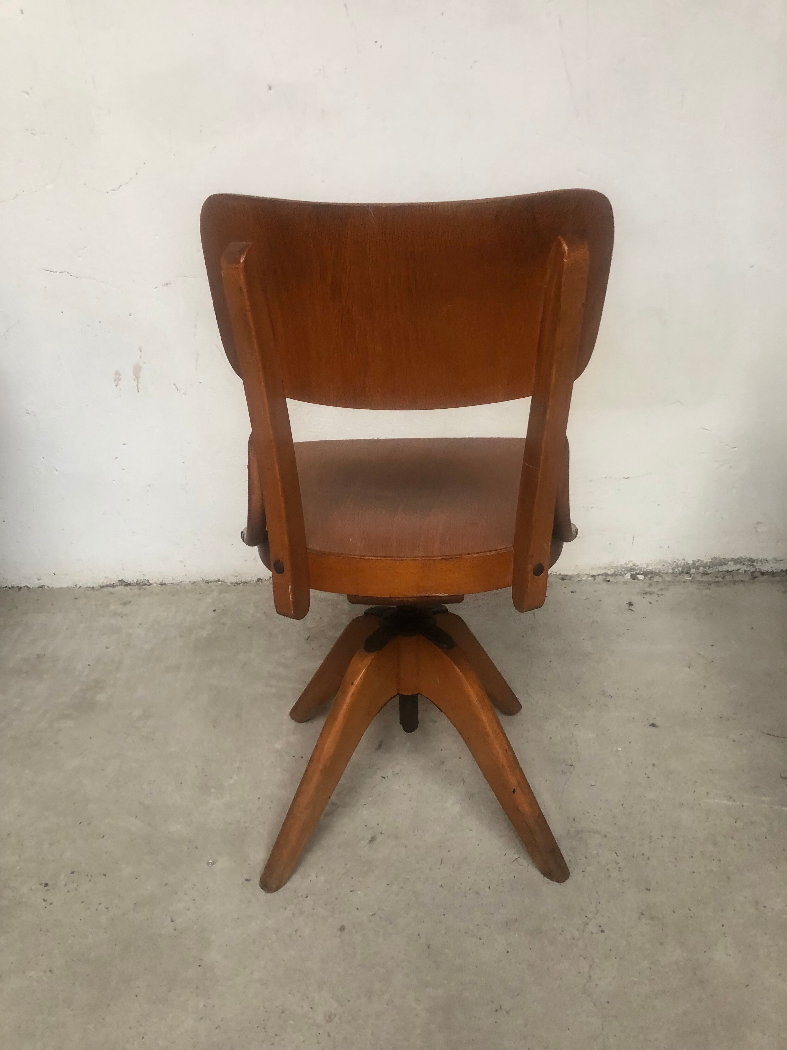 Office chair blond wood 50-60s vintage