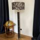 Large Ralph Lauren floor lamp in leather and brass