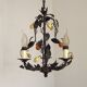Lustre français à 3 lumières, brun clair, avec feuilles vertes, citrons et oranges 5473