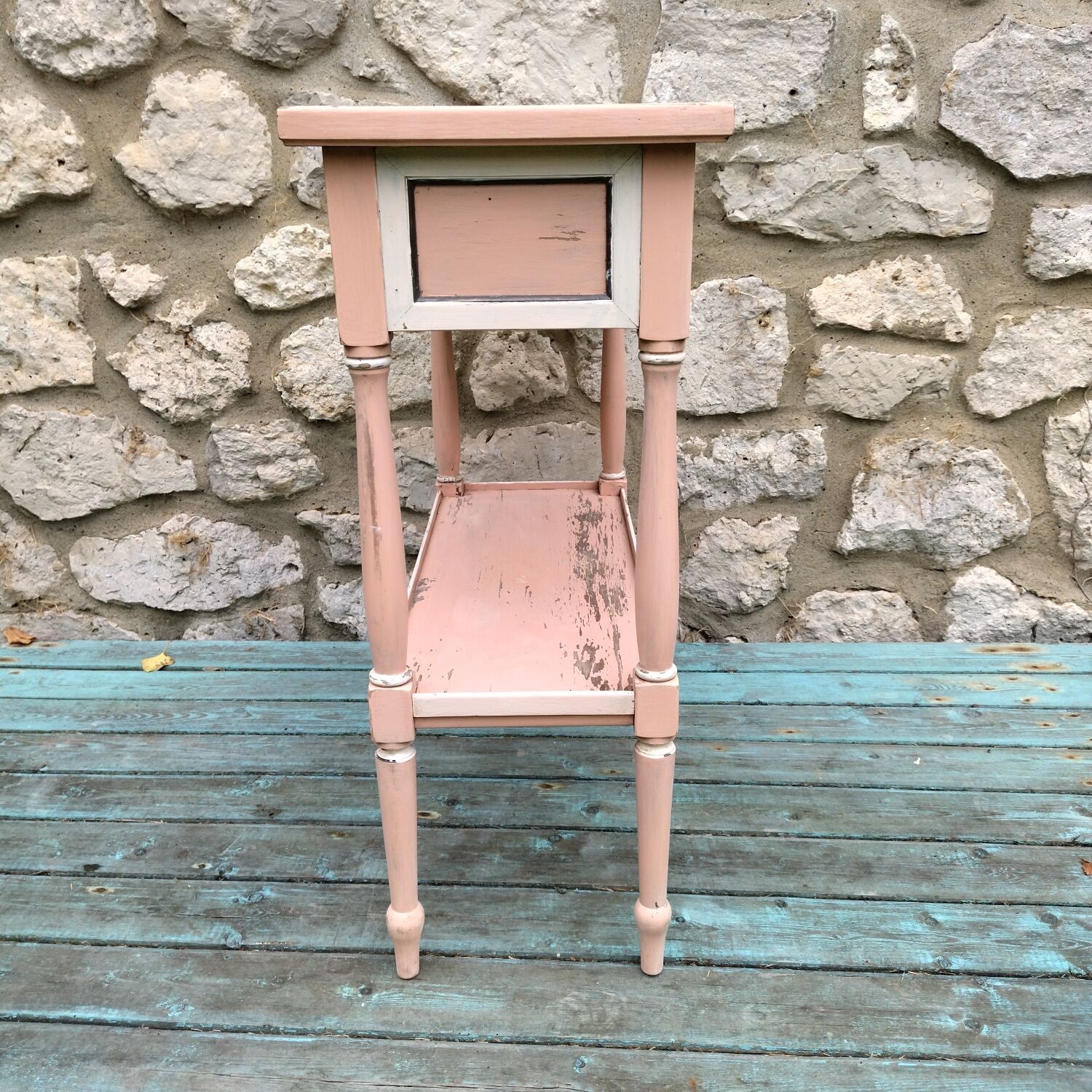 Jardinière ancienne porte plantes bois laiton zinc
