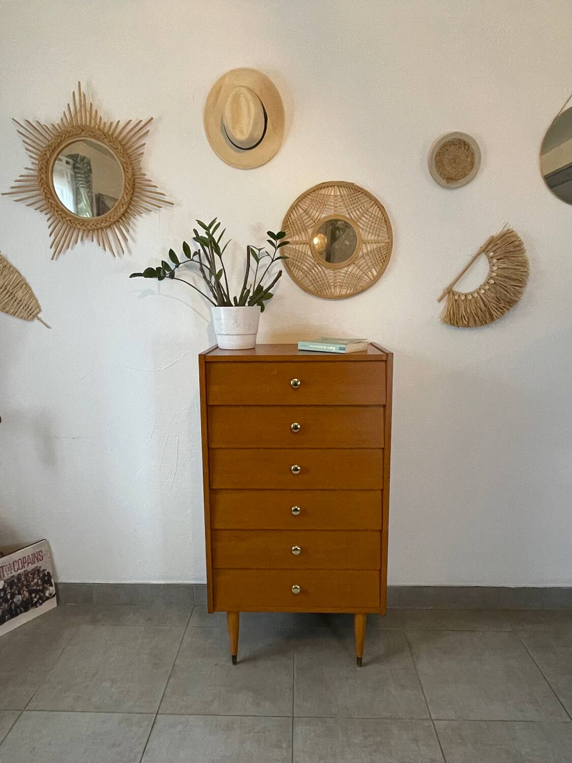 Chiffonnier/commode  6 tiroirs vintage en teck
