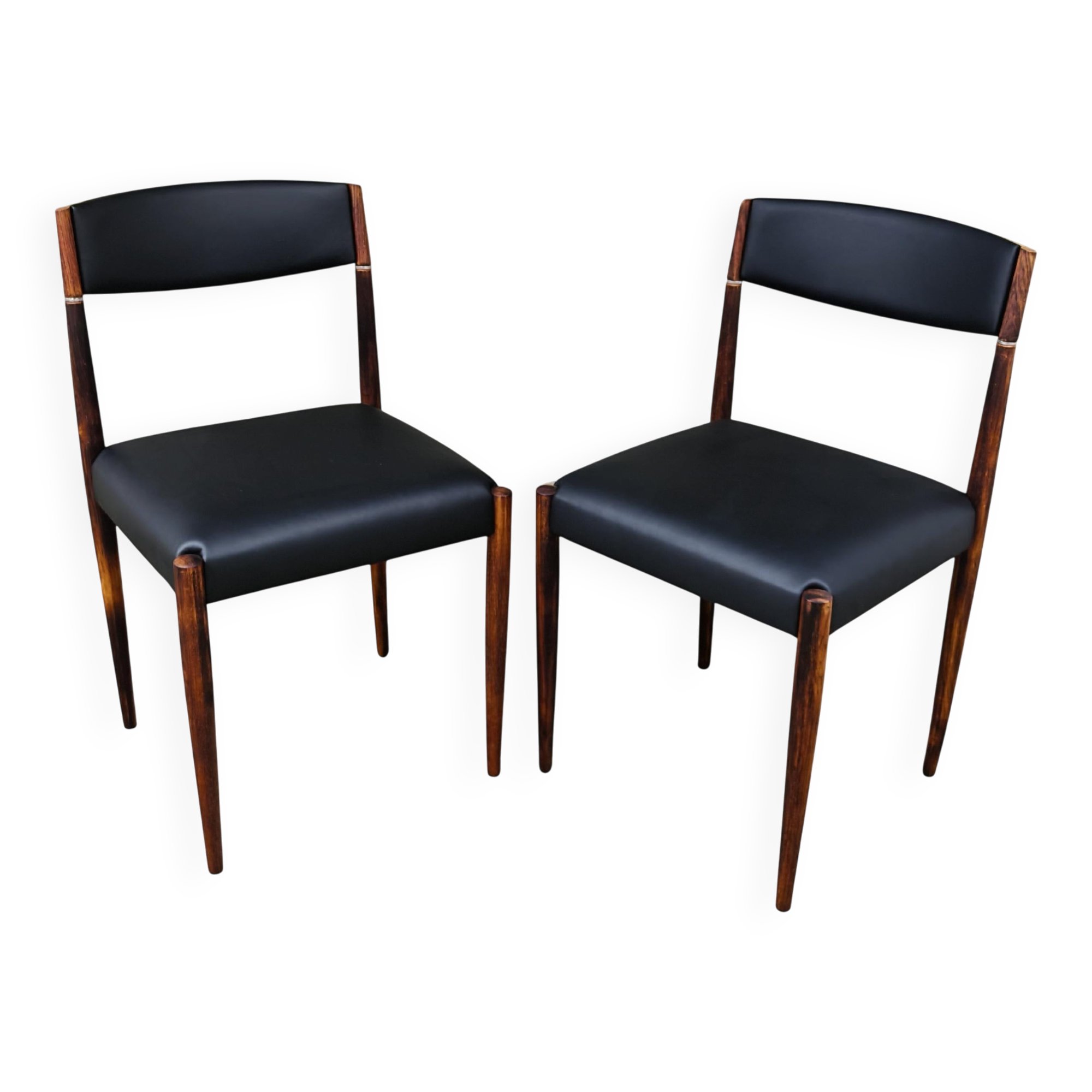 Paire de chaises salle à manger MCM palissandre cuir Danemark 1960