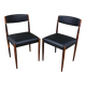 Paire de chaises salle à manger MCM palissandre cuir Danemark 1960