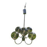 Chromed metal chandelier and smoked glass