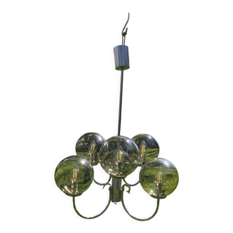 Lustre métal chromé et verres fumés