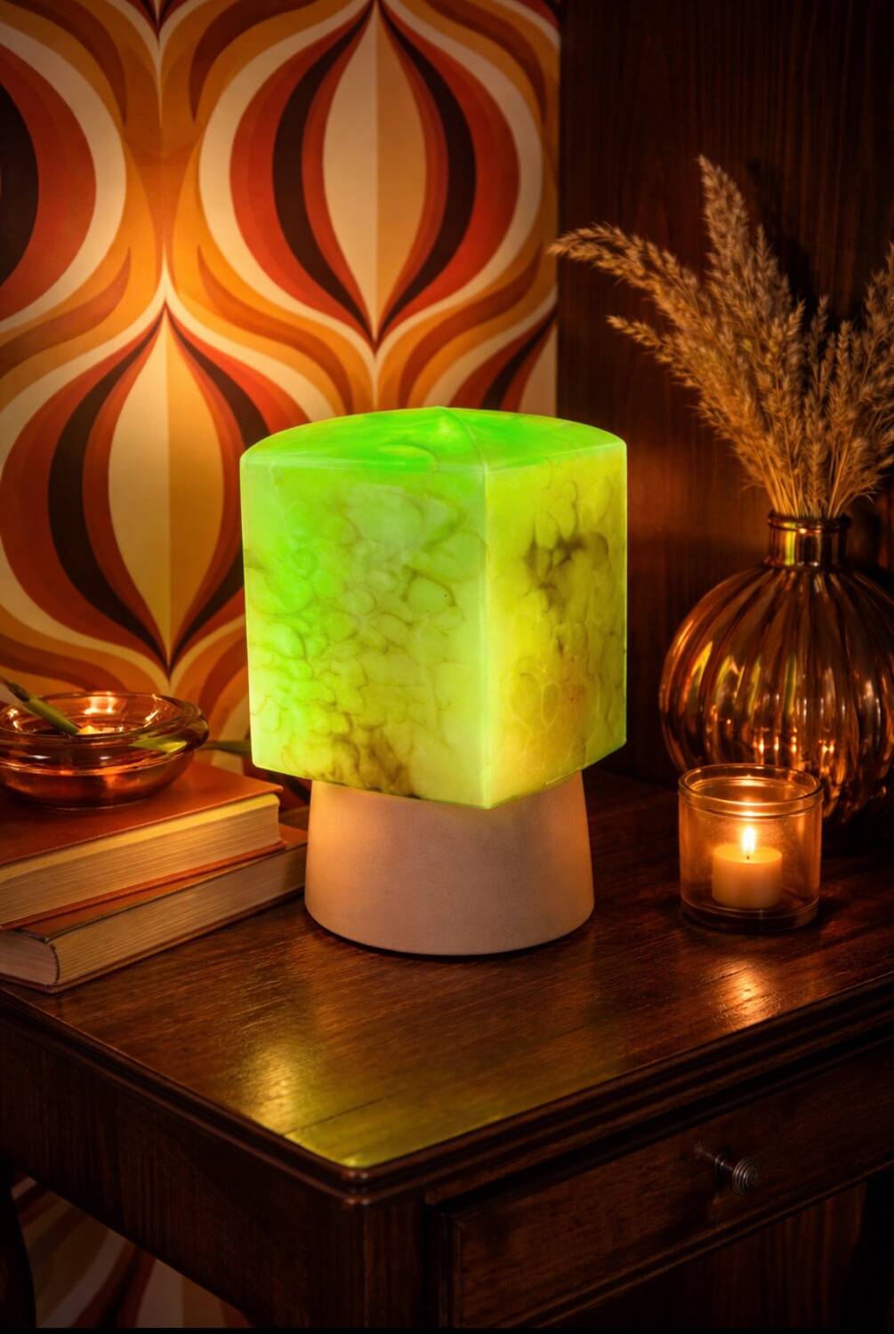 Art Deco ceiling light in uranium glass (ouraline) – Czechoslovakia – year