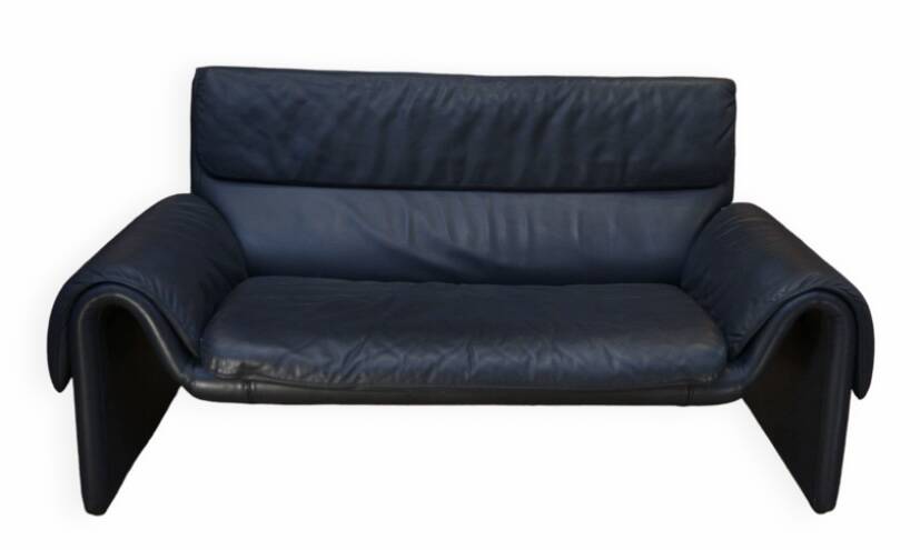 High-end black leather sofa, luxury De Sede sofa