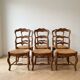 Set of 6 traditional chairs made of solid wood and straw.