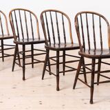 Set of 4 Countryside Style Dining Chairs, Spindle Back, Early 20th Century