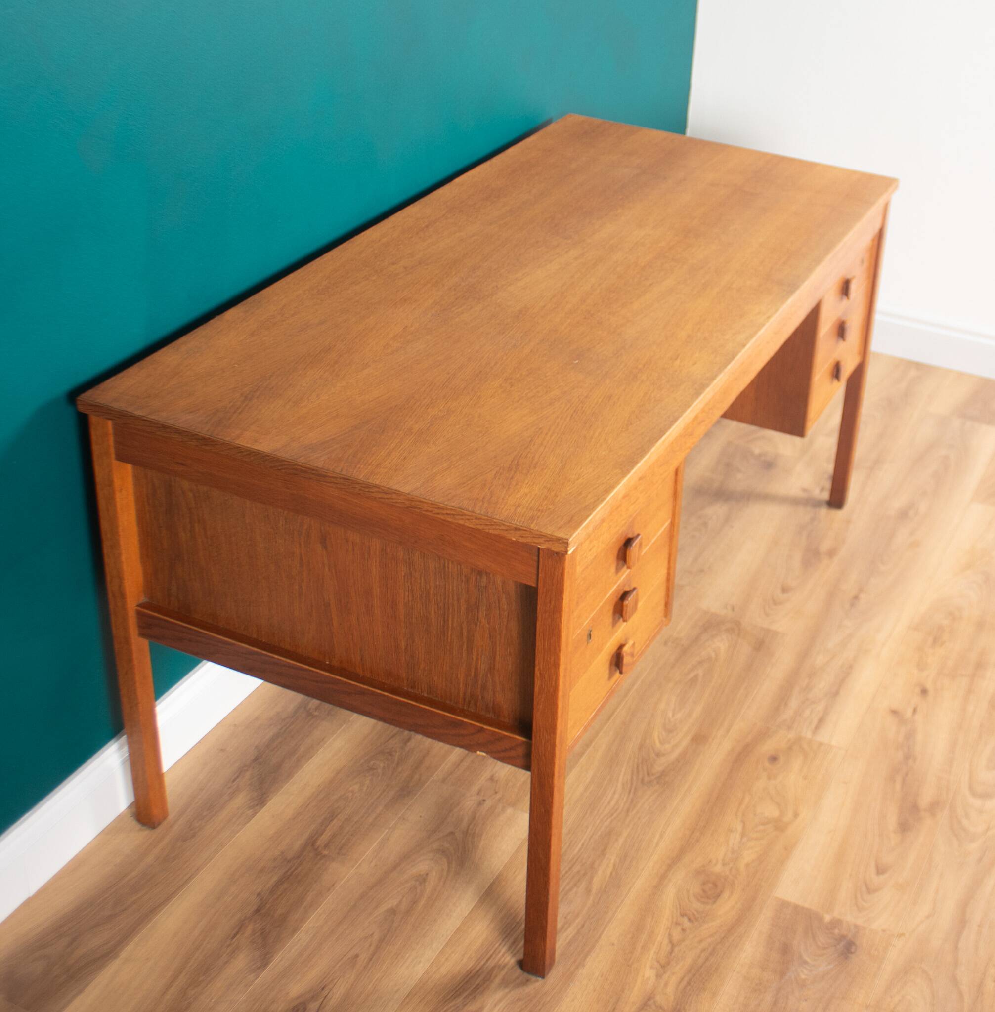 Retro Oak 1960s Danish Mid Century Desk Two Sided Partners By Domino Møbler