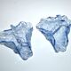 Set of 2 blue glass bowl basket emptiers from Fenne? Meisenthal?