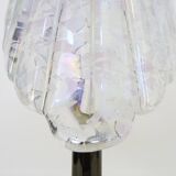 Large foliage table lamp in glass and anthracite gray metal. 80 years