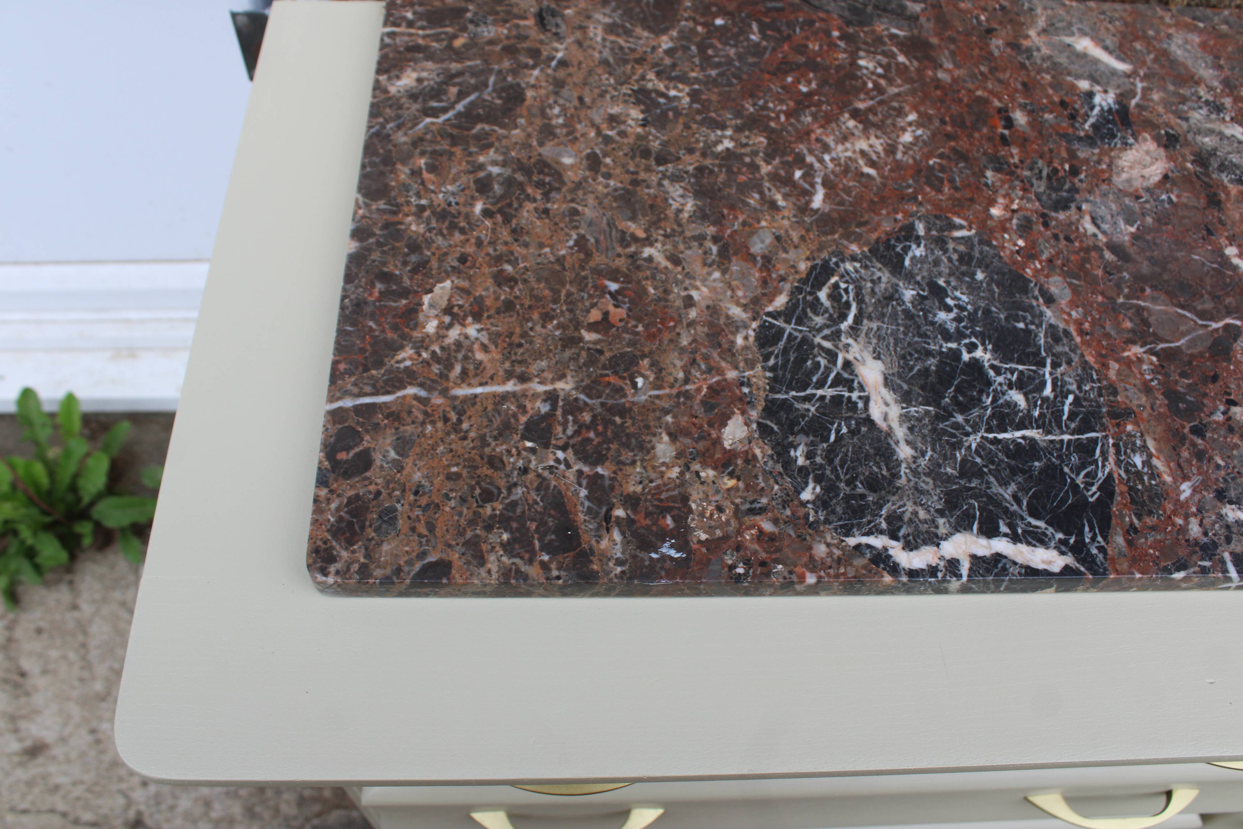 Asymmetrical Art Deco Chest of Drawers – Marble & Cream Green