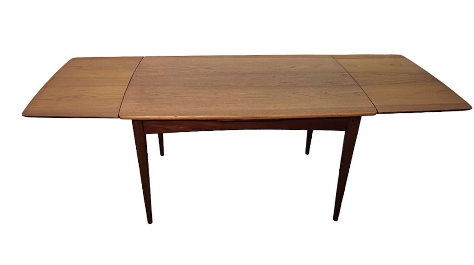 Mid century teak extendable dining table with curved top, Denmark 1960s
