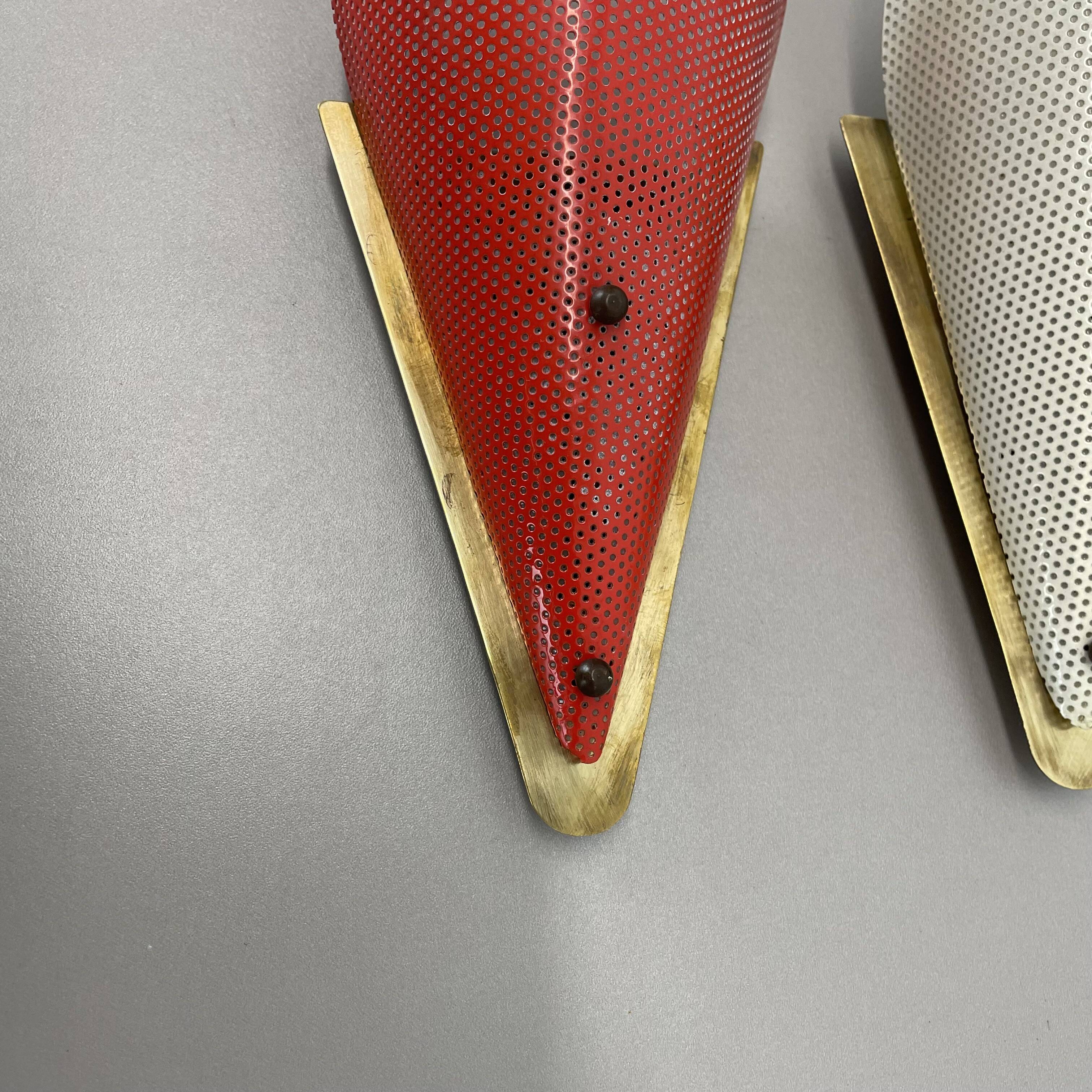 Set of two hole pattern theatre wall light sconces, france, 1950