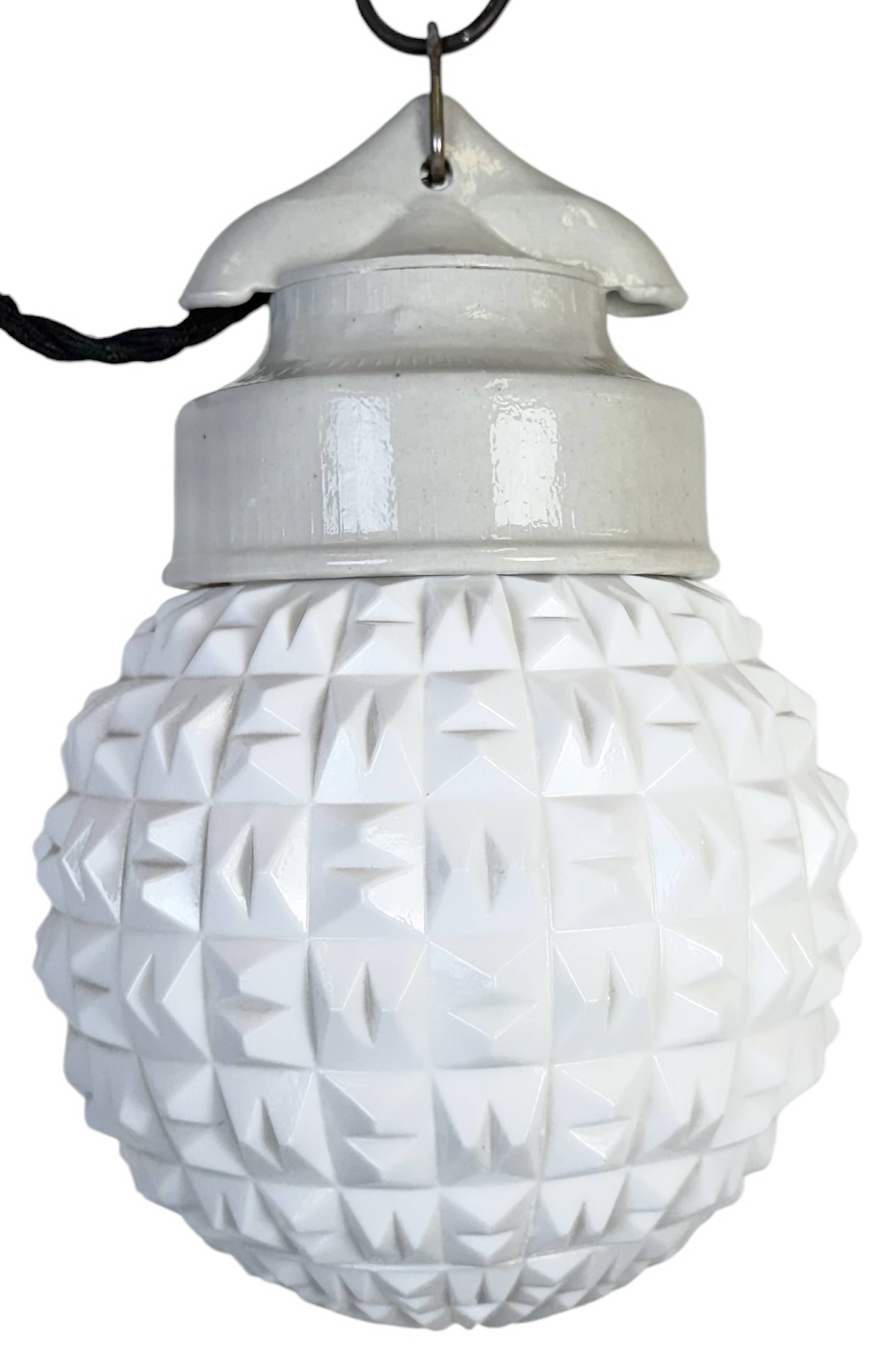 Vintage White Porcelain Pendant Light, 1970s
