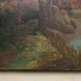 Peinture ancienne signée, Riverbank, 20ème siècle