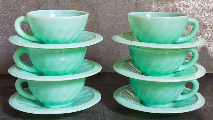 Six opaline cups