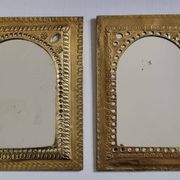 Ensemble de 3 miroirs en laiton repoussé, artisanat marocain, 20 x 25 cm