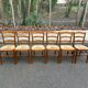 6 solid wood straw-seated Louis Philippe chairs, oak, 20th century.