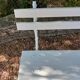 Old garden bench with cast iron feet and wooden planks