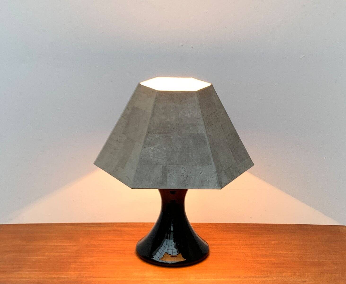 Floor or table lamp in German glass and synthetic cork in M Design style by Ingo Maurer, 1960s.