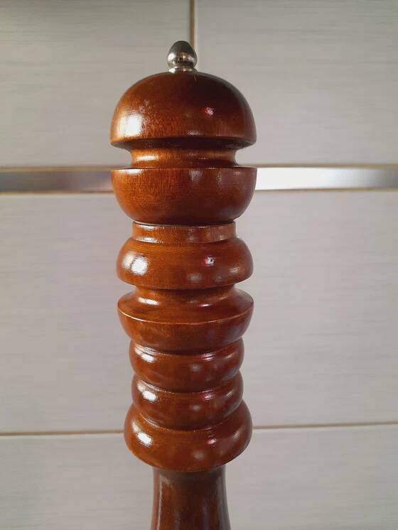 Large vintage turned wooden pepper mill