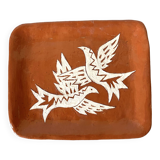 Glazed terracotta pocket tray, bird decor