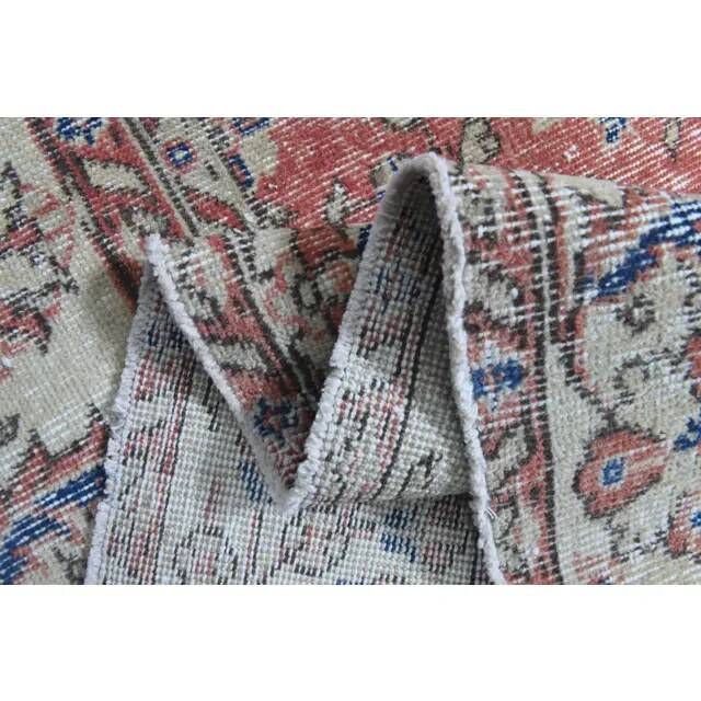 1960s Vintage Persian Handmade Wool Cotton Light Red Area Rug 280x360