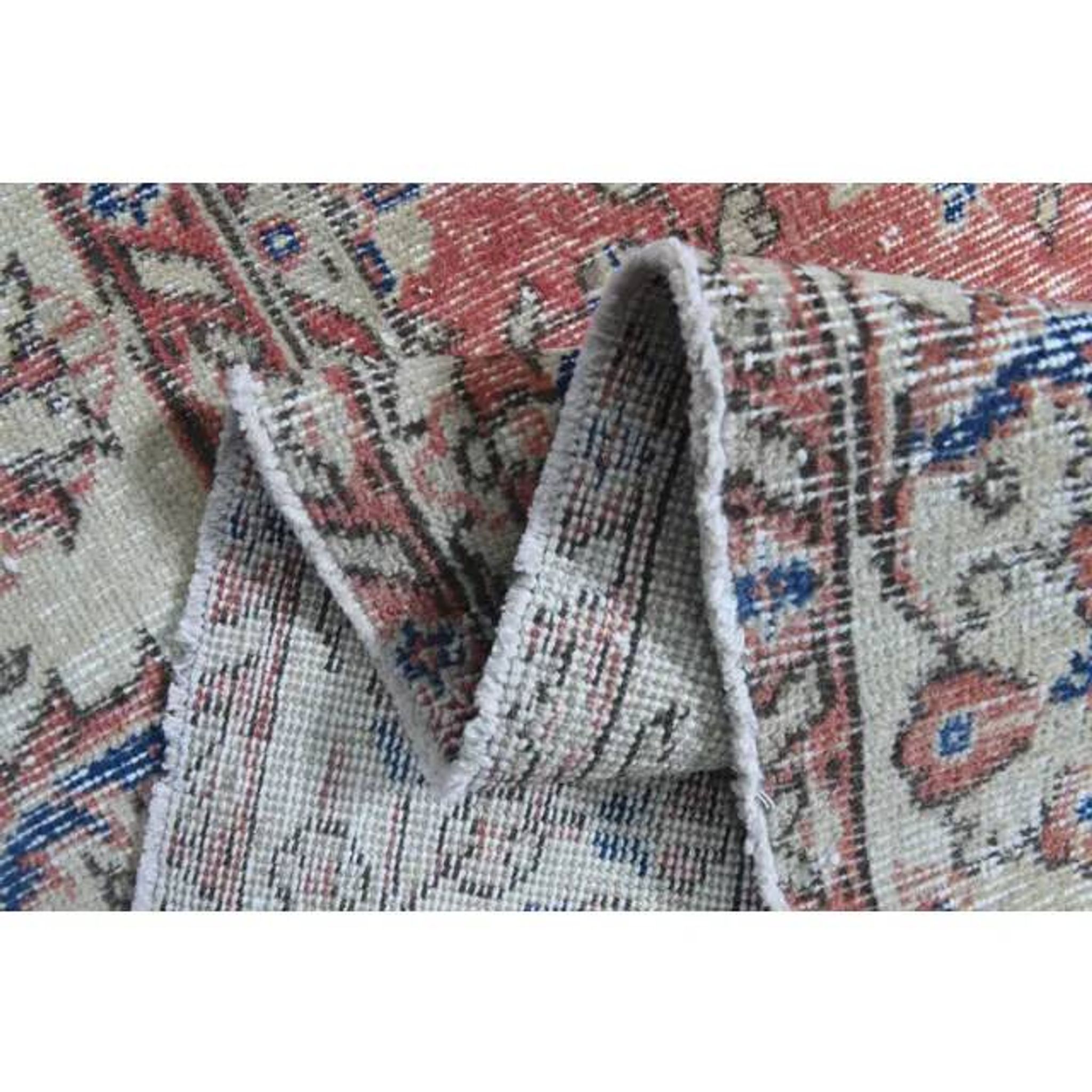 1960s Vintage Persian Handmade Wool Cotton Light Red Area Rug 280x360
