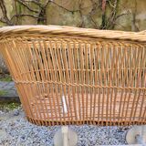 Wicker cradle on wheels, late 19th century